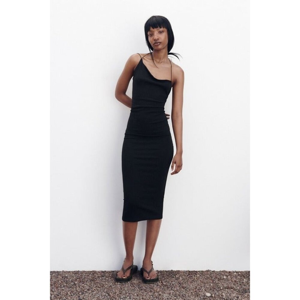 ZARA OPEN BACK ASYMMETRICAL DRESS NWT Size S